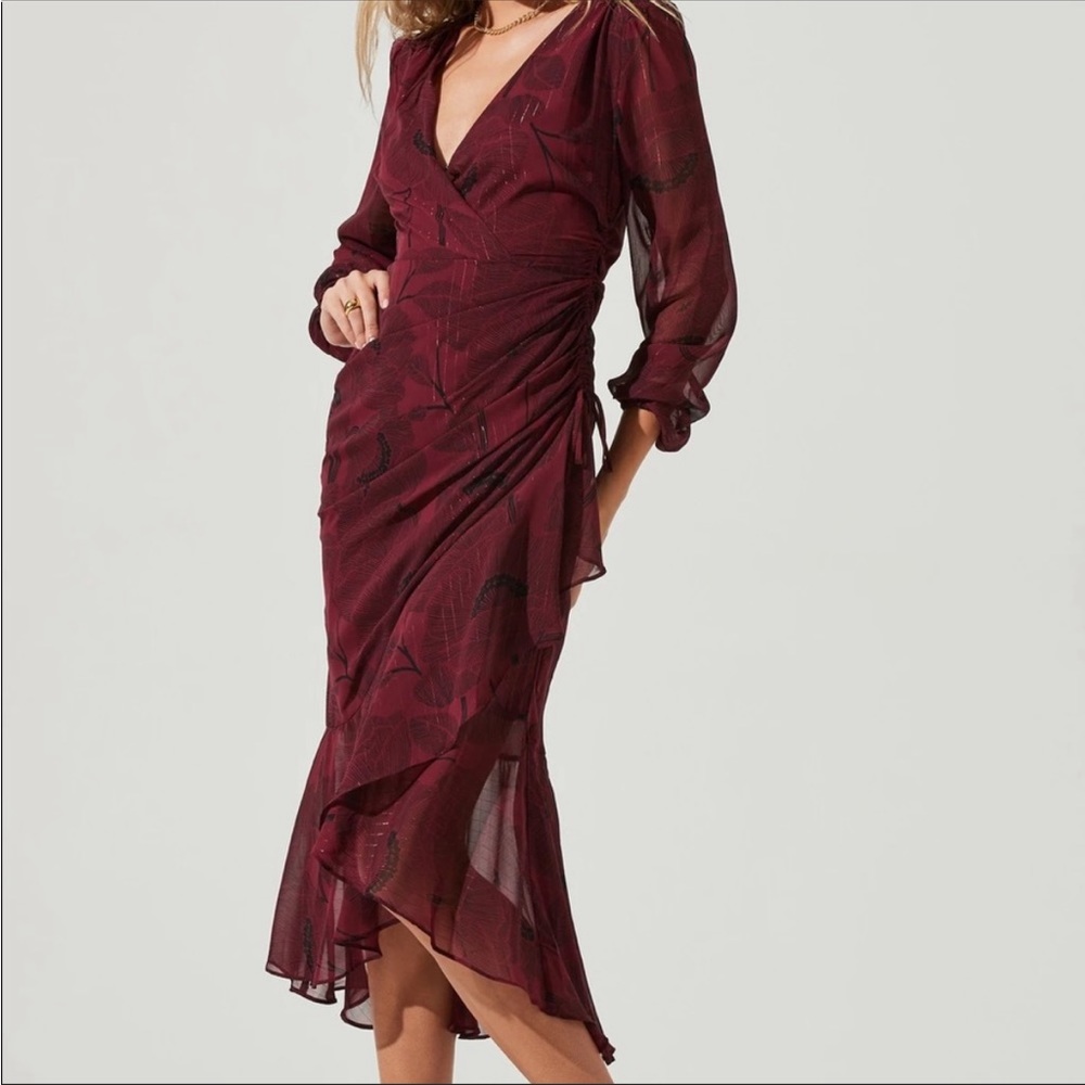 Deep red metallic thread dress